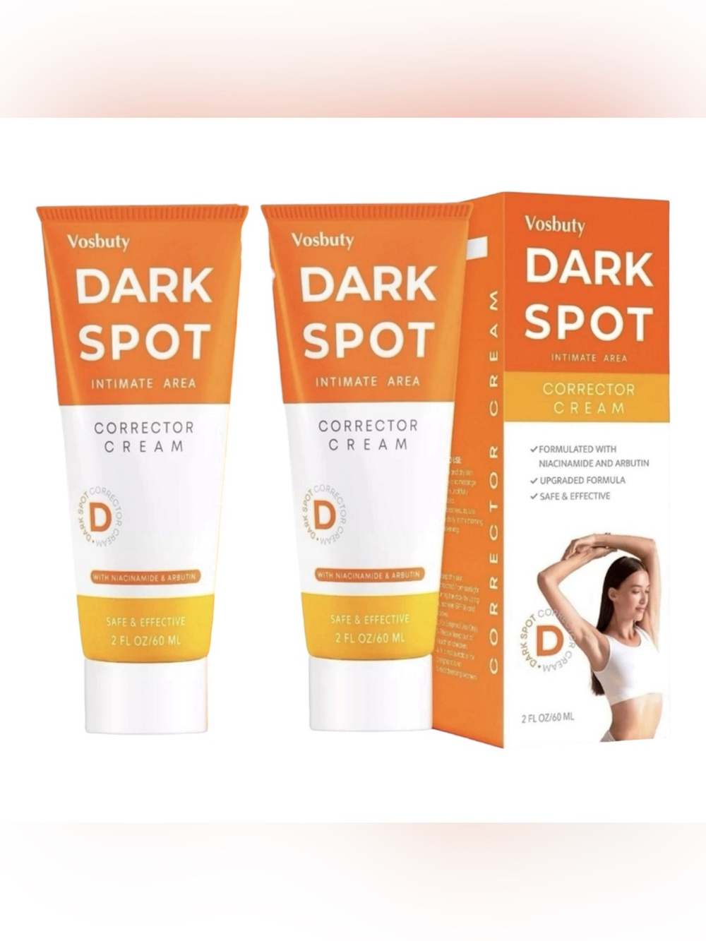 (2 Pack) Vosbuty Dark Spot Corrector Cream Intimate Area Niacinamide Arbutin